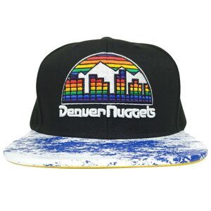 Denver Nuggets Mitchell & Ness NBA Snapback Hat Cap 3D Logo Black White Blue New